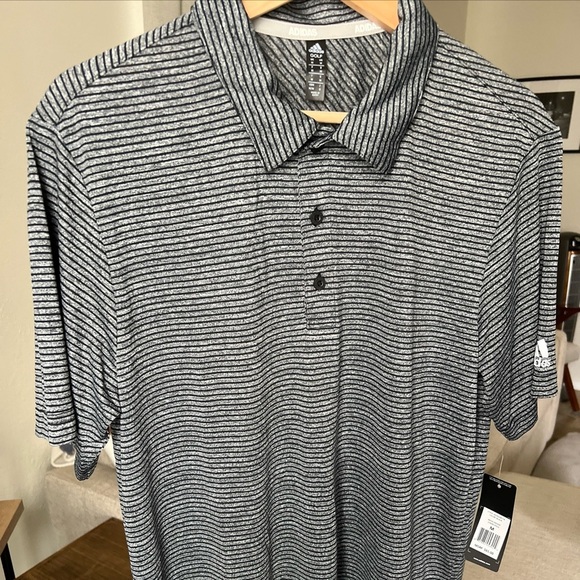 ADIDAS Men's XL Feeder Stripe Golf Polo Shirt Black Casual NWT $65 - Picture 4 of 10